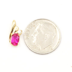 10k Yellow Gold Petite Ruby & CZ/Cubic Zirconia Gemstone Slide Pendant