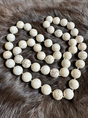 Vintage White Howlite Bead Necklace 31 in Continuous Hand Knotted 12mm