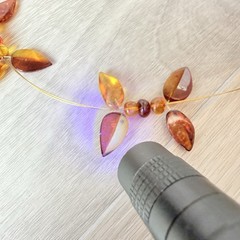 Genuine Baltic Amber Honey Polished Leaf Floral Boho Statement Wire Necklace