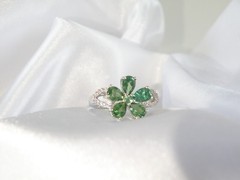 Vintage Sterling Silver Natural Irradiated Green Tourmaline Halo Ring Size 6