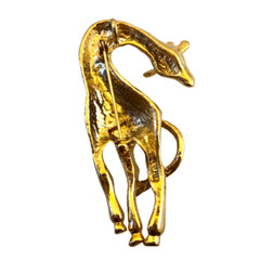 GIRAFFE Brooch Goldtone Pin with Inlaid Brown Stones