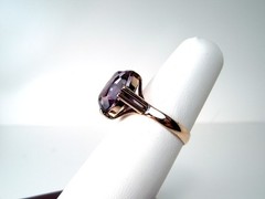Vintage Art Deco 4.00 ct Amethyst 14 kt Rose Gold Ring * Gift Box