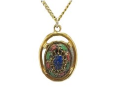 Vintage 1968 Sarah Coventry Light Of The East Mosaic GoldTone Brooch & Necklace