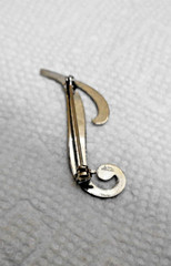 Large Vintage Sterling Silver “J” Pin 1 5/8 inch high signed “AM” 2.4 gm