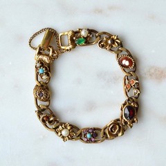 Vintage Signed Goldette N.Y. Victorian Revival Slide Bracelet