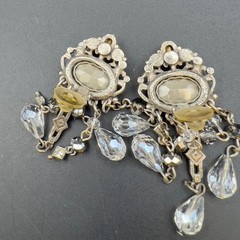 Vintage Art Deco Style Hollywood Glam Crystal Beaded Dangle Drop Earrings