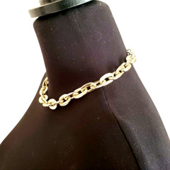 West Germany Chunky Necklace Pale Gold Tone Link Chain Statement Choker Collar