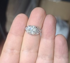 Platinum Vintage Filigree Engagement Ring 2.78ct. Natural Old Mine Diamond GIA