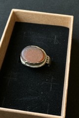 Vintage Silver Tone Carnelian Agate Ring Size 9.5 Boho Statement Unisex