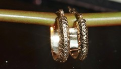 14k yellow gold earrings 0.68″ diamond cut hoop vintage handmade 1.15gr N2906