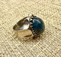 💙🔷 Rare Blue Agate Ring with Teal, Cyan & Grey Veins – Handmade Silver Unique✨