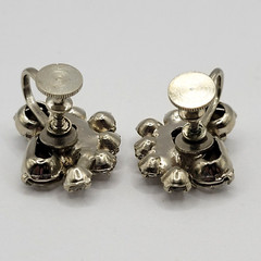 Clear Rhinestone Climber Sparkle Prism Fancy Event Vintage Screwback Earrings