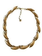 Crown Trifari Flag Blue Enamel Link Collar Necklace Polished Gold Trifanium 16”