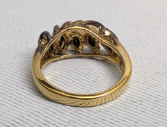 VTG Designer Lind 14K Gold Plate H.G.E. 5 Birthstones Ring Gemstones – Size 7