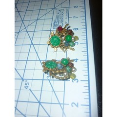 Vtg ART Arthur Pepper Asian Pagoda Dangle Earrings Faux Carved Jade Buddha