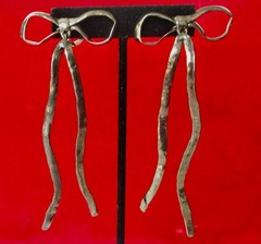 Pair of 4-Inch Unique Runway Gunmetal Earrings from France