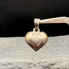 Vintage Sterling Silver 1940s Estate Puffy Heart 0.5” Pendant Charm 925