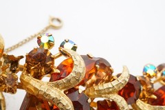 Vintage Weiss Bracelet Gold Tone Orange Rhinestone 7″