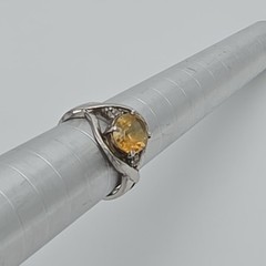 Vintage Citrine Ring Diamond Accents 925 Sterling Silver Size 5 FREE $HIPPING!!