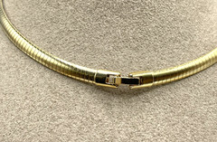 VTG 90’s Gold-tone Omega collar Black rhinestone pendant Statement