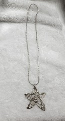 HAGIT GORALI Sterling Vintage Israel Pearl Star Pendant W Chain