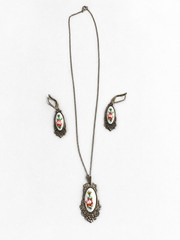 Vintage Rostov Finift Jewelry Matching Set- Necklace and Earrings