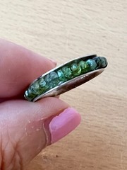 VINTAGE DESIGNER ROUGH GREEN TOURMALINE ETERNITY SPINNER BAND RING 925 STERLING
