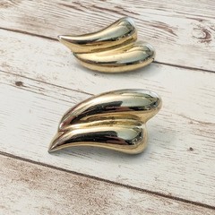 Vintage Earrings For Pierced Ears – 1 & 5/8″ Double Swish – Fair Condition