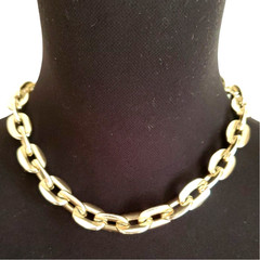 West Germany Chunky Necklace Pale Gold Tone Link Chain Statement Choker Collar