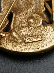 AJC vintage “LADY LUCK” gold tone 3D intricate details brooch