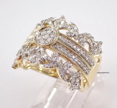 1.50Ct Round Cut Real Moissanite Cocktail Engagement Ring 14K Yellow Gold Plated