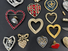 Lot 42 Vintage Now Pin Heart Hearts LC Sarah Coventry Avon Anne Klein ONLY $2