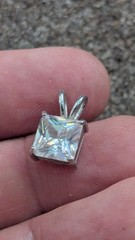 RSE Ross Simons Sterling Silver Cubic Zirconia Cubed Solitaire Pendant