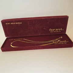ESTATE Vintage Ferarri 18KT Gold Shield Chain & Bracelet Set in Original Box