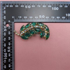 Juliana Rhinestone Brooch Vintage Pin AB Green Clear Faceted Crystal 2.5 in 38f