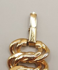 Vintage MONET Signed Chunky Gold Tone Double Curb Link Bracelet Heavy 2.1oz 7″
