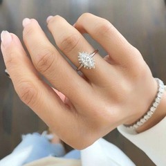2Ct Marquise Lab-Created Diamond Halo Wedding Anniversary 14K White Gold FN Ring