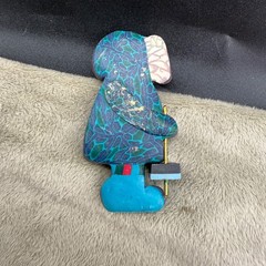 Vintage Polymer Clay Brooch Winter Coat Boots Blue