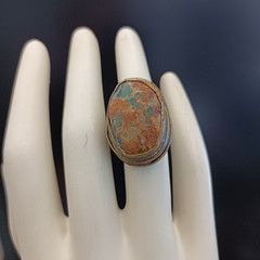 Artisan Ring Massive OOAK Chunky Vintage Bold Unique Statement Natural Stone VTG
