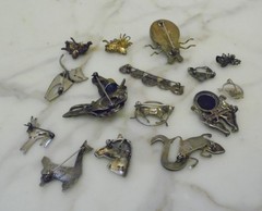 90 g Sterling Silver 925 Vintage Brooches Pins Jewelry Lot of 15 Animals