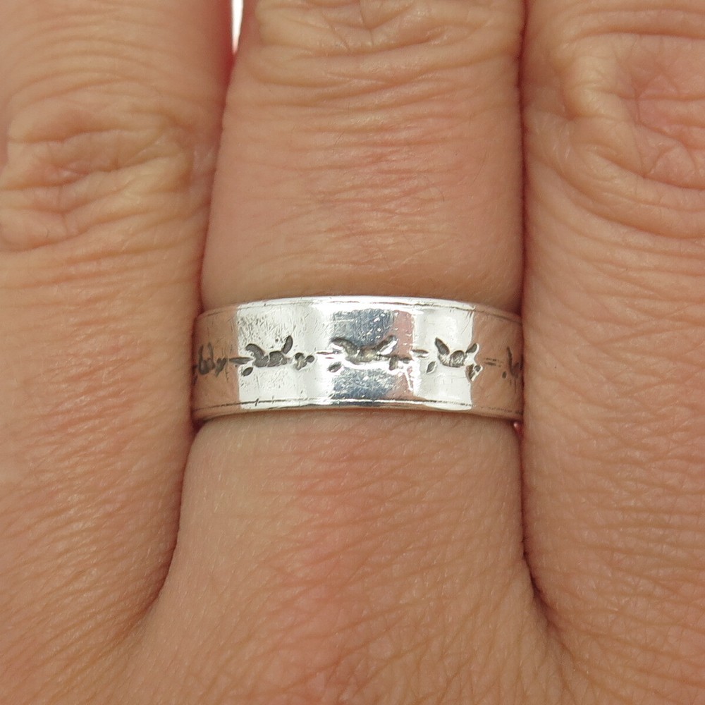 BOLECO 925 Sterling Silver Vintage Engraved Adjustable Band Ring Size 8.5