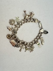 Vintage 925 Sterling Silver 14 Charms Bracelet Lobster Clasp See Pics 36g B8