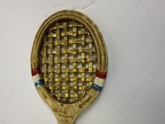 VTG Tennis Racket pendant L. Razza Sports Collectible signed Read