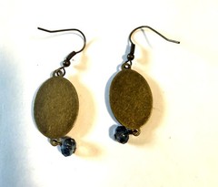 Vintage AAI “fAitH” Style Copper Tone Oval French Wire Earrings w/Rhinestone