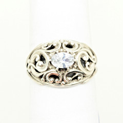 Vintage Elegant RING Silver 925 with Big Bright Stone -size: 9US (18.8mm) | #113