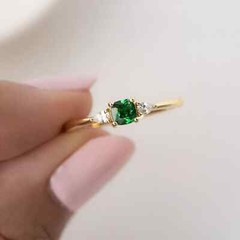 2Ct Green Emerald Cut Lab Created Engagement Diamond 14K Yellow Gold Finish Ring
