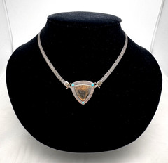 Vintage 925 Silver And Gold Necklace With Turquoise Delicate And Special.