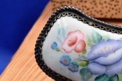 VTG OLD russian Cupronickel Finift Enamel Retro porcelain brooch German Silver