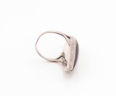 925 Sterling Silver Vintage Ring Marquise Shape Black Onyx Band Sz 5.5 RG35454