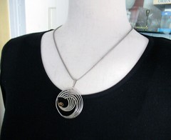 VINTAGE MCM KORDES & LICHTENFELS GERMANY 800 STERLING NECKLACE, 2 1/4 INCH PEND